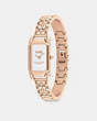 COACH®,CADIE WATCH, 17.5MM X 28.5MM,Rose Gold,Angle View