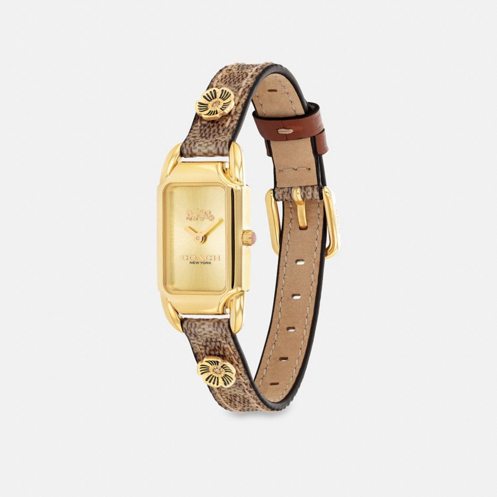 COACH®,CADIE WATCH, 17.5MM X 28.5MM,Tan,Angle View
