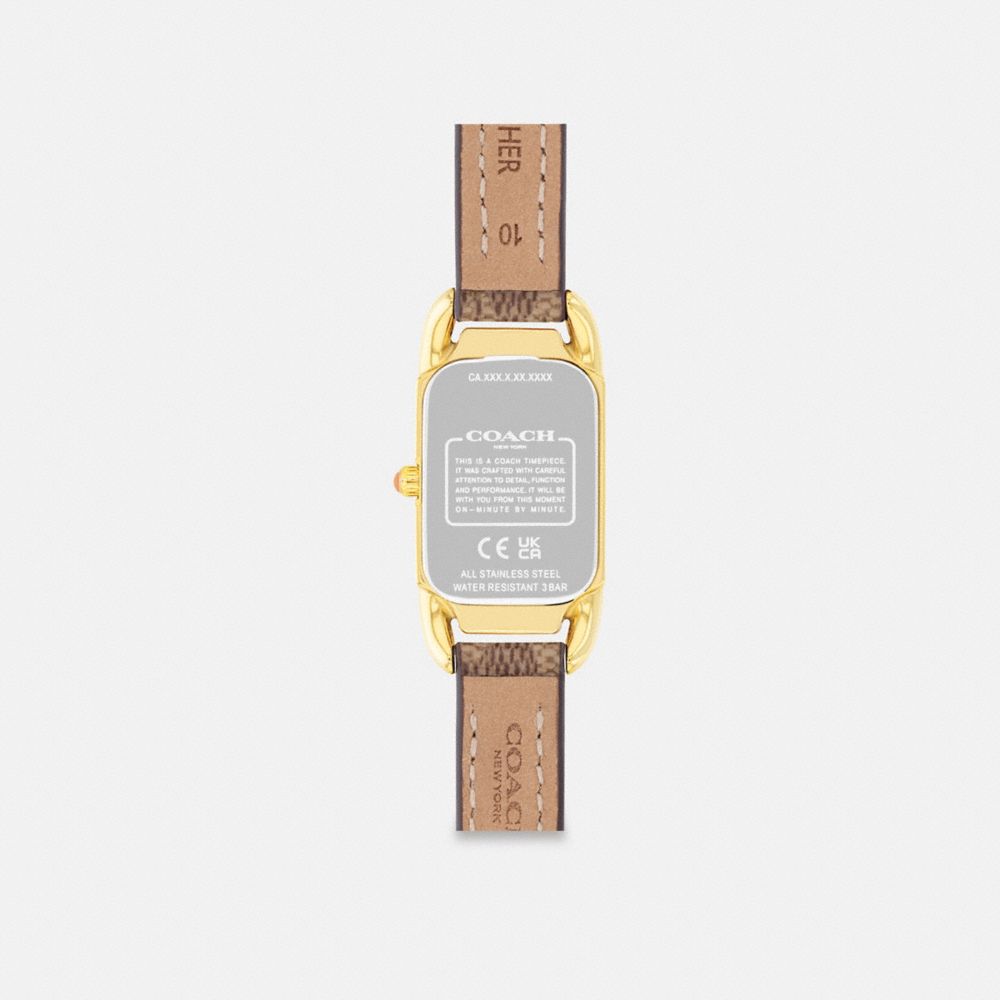 COACH®,CADIE WATCH, 17.5MM X 28.5MM,Tan,Back View