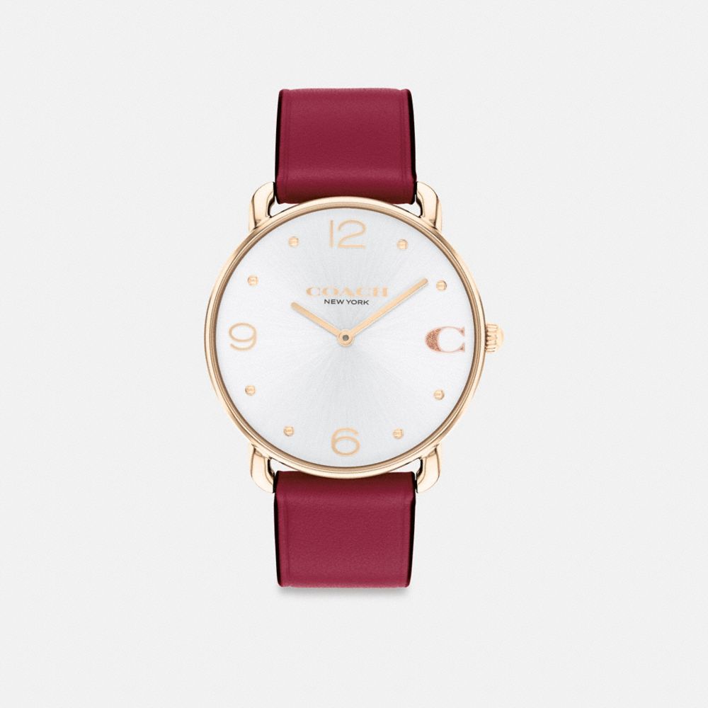 COACH®,ELLIOT WATCH, 36MM,Cranberry,Front View