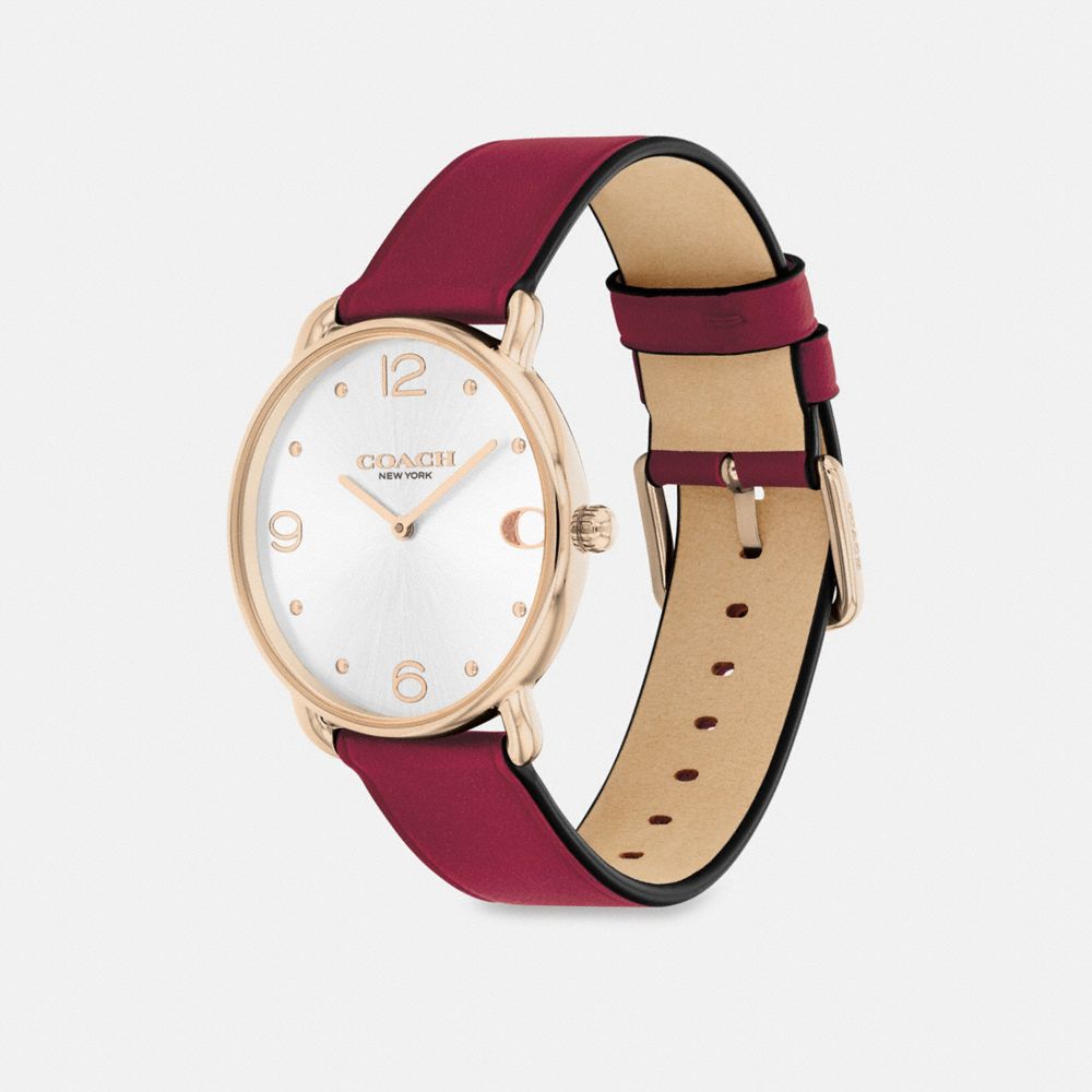 COACH®,ELLIOT WATCH, 36MM,Cranberry,Angle View