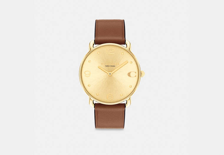 COACH®,ELLIOT WATCH, 36MM,Saddle,Front View