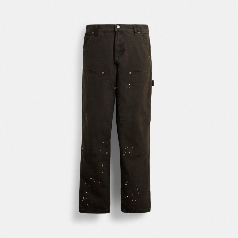 COACH®,CANVAS PANTS,Metal,Brown,Front View