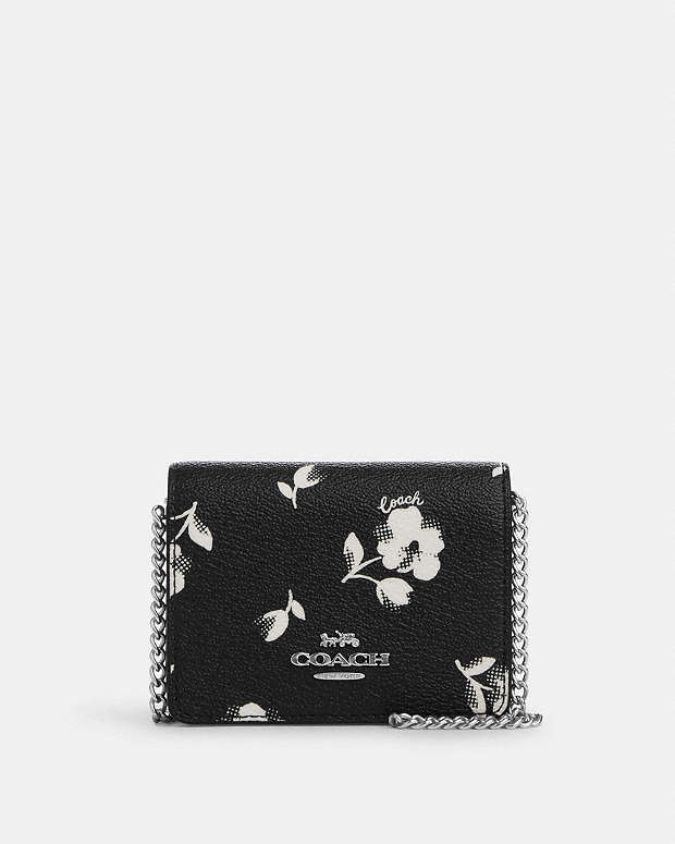 Mini Wallet On A Chain With Floral Print