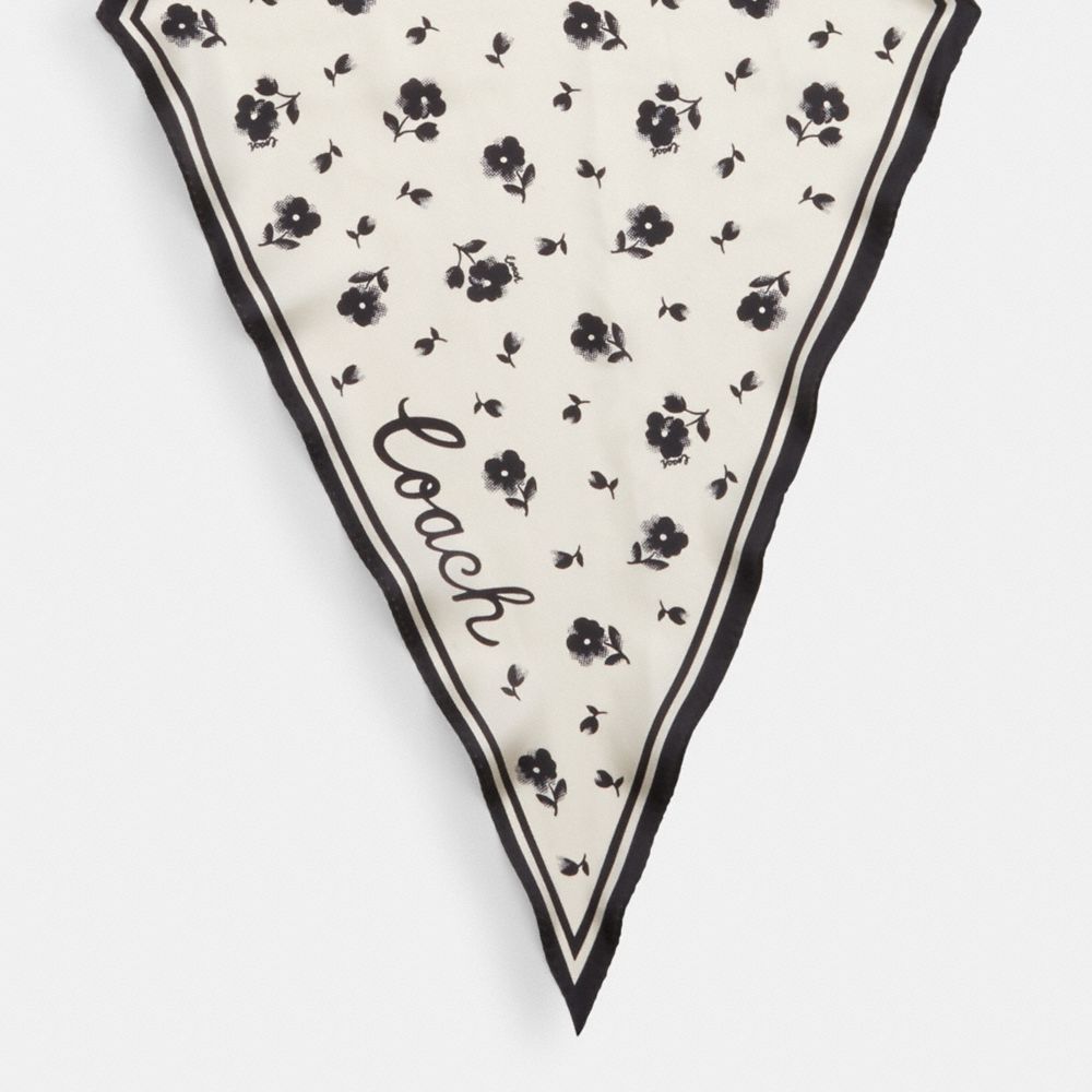 COACH®,TOSSED FLORAL PRINT SILK DIAMOND SCARF,Chalk