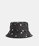 COACH®,SIGNATURE TWINKLE STAR PRINT BUCKET HAT,Coated Canvas,Graphite/Silver,Front View