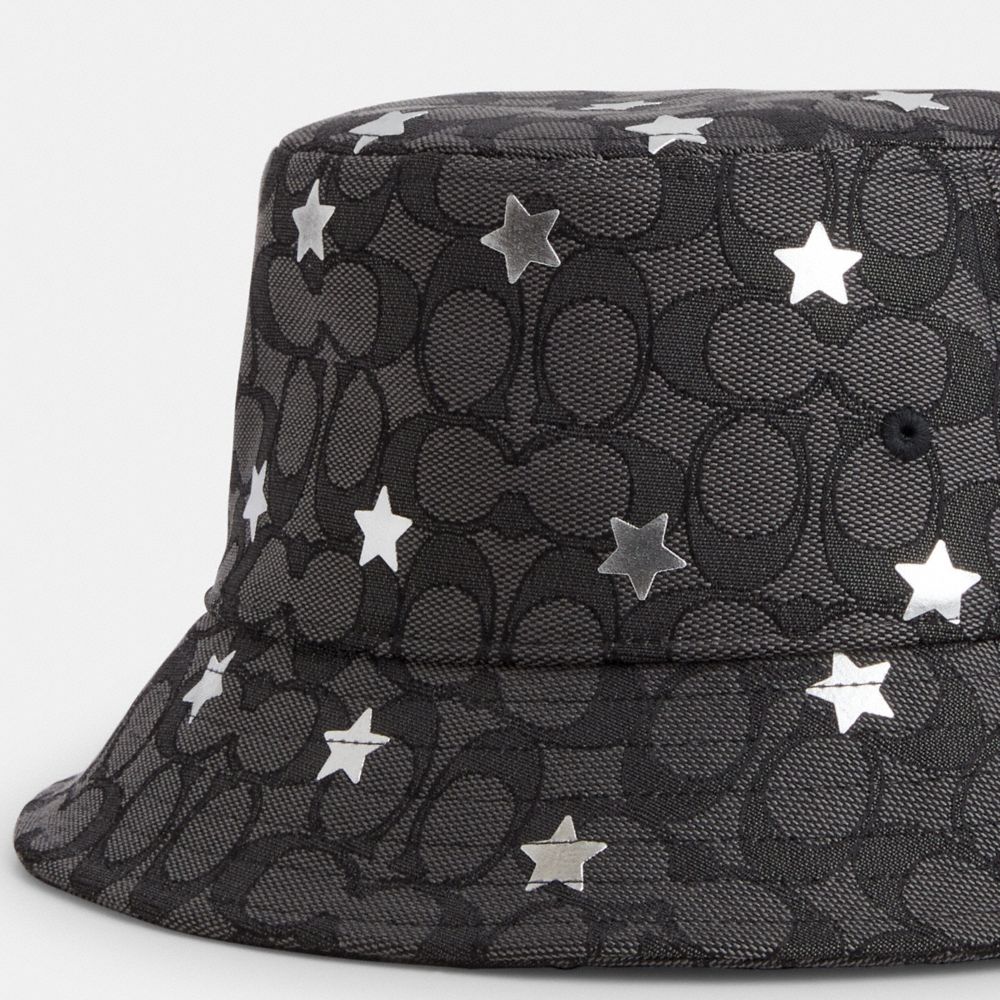COACH®,SIGNATURE TWINKLE STAR PRINT BUCKET HAT,Graphite/Silver