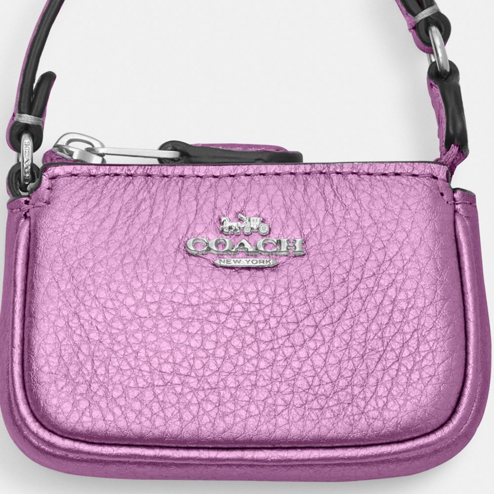 COACH®,ミニ ノリータ バッグ チャーム,バッグチャーム&キーホルダー,ｼﾙﾊﾞｰ/ﾒﾀﾘｯｸ ﾗｲﾗｯｸ