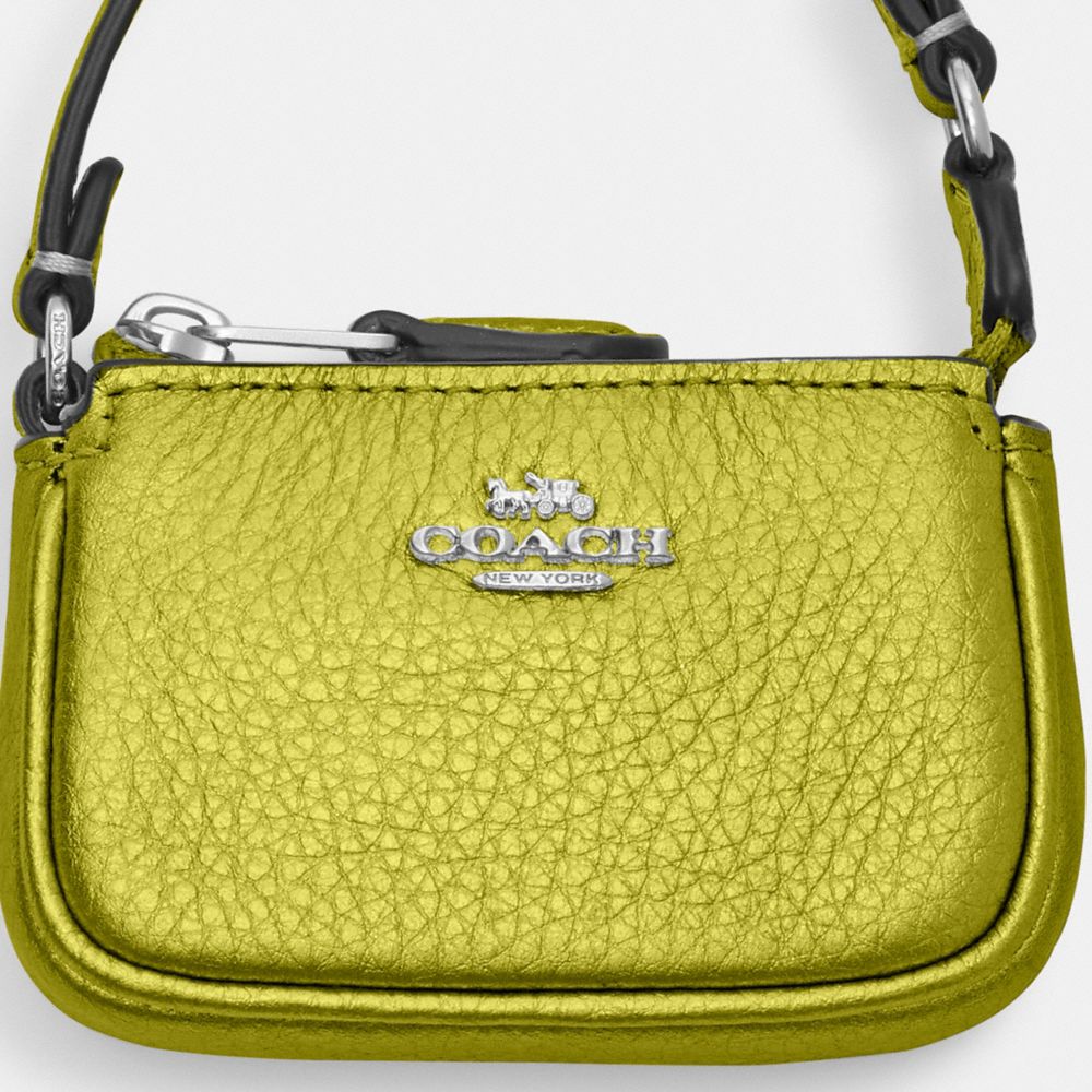 COACH®,MINI NOLITA BAG CHARM,Mini,Silver/Metallic Citrine