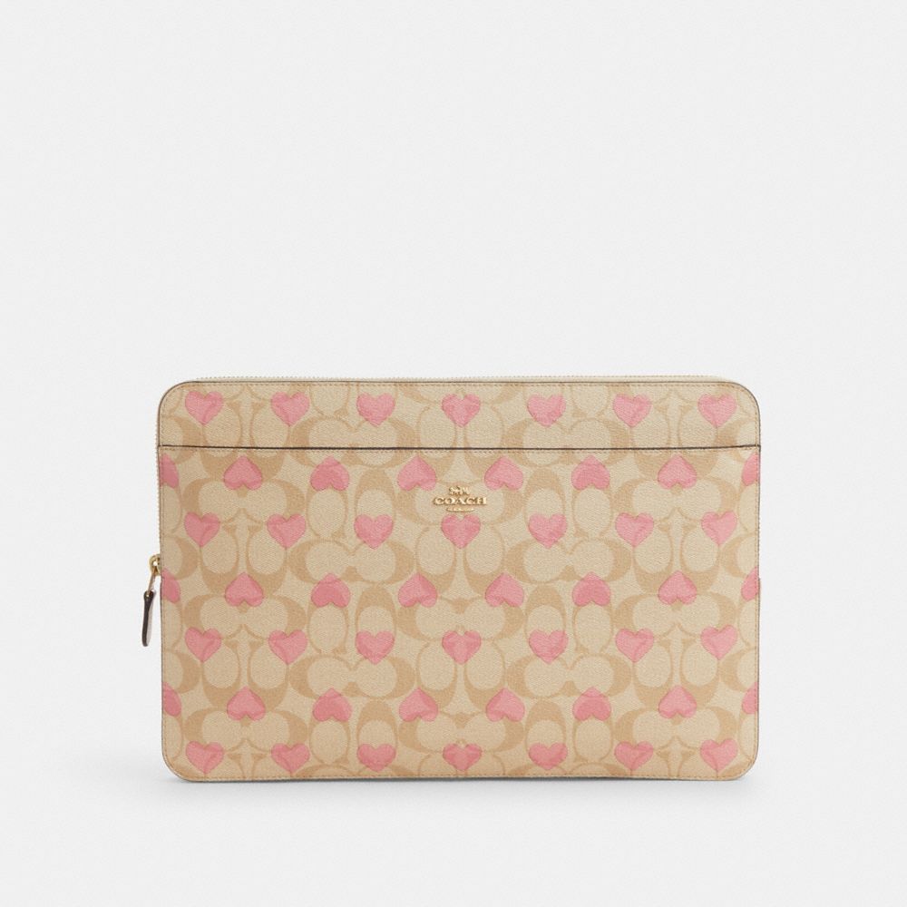 Laptop Sleeve In Signature Canvas With Heart Print