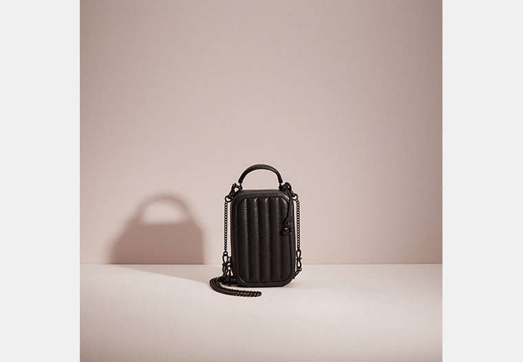 COACH®,RESTORED ALIE CAMERA BAG WITH QUILTING,Nappa leather,Mini,Pewter/Black,Front View