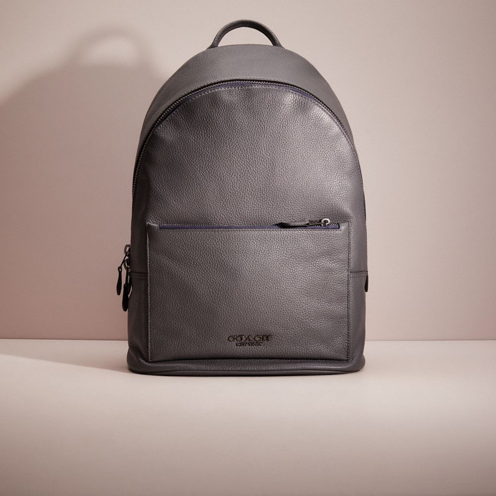 Vintage-Style Graphite Leather & Canvas Backpack