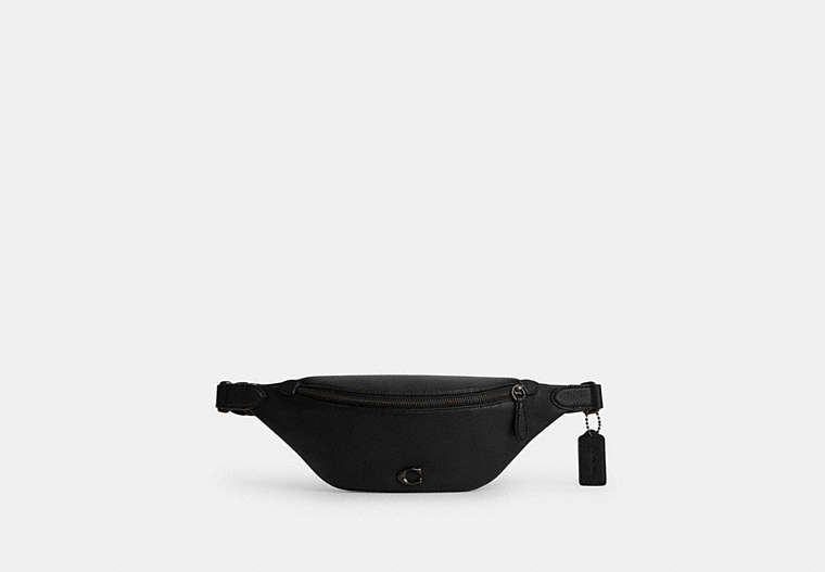 COACH®,CHARTER BELT BAG 7,Polished Pebble Leather,Medium,Black,Front View