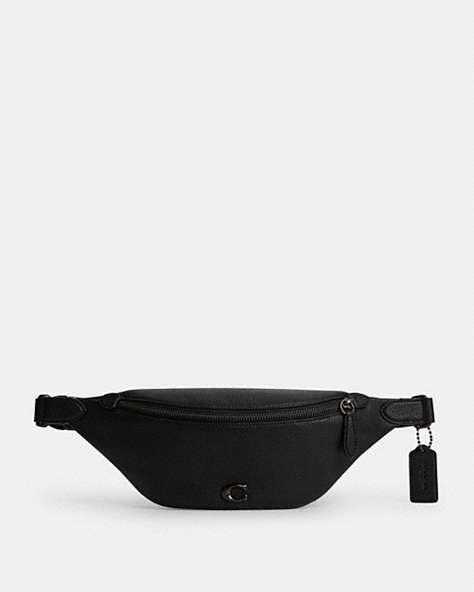 COACH®,CHARTER BELT BAG 7,Polished Pebble Leather,Black,Front View