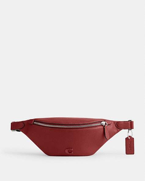 COACH®,CHARTER BELT BAG 7,Polished Pebble Leather,Medium,Ruby Red,Front View