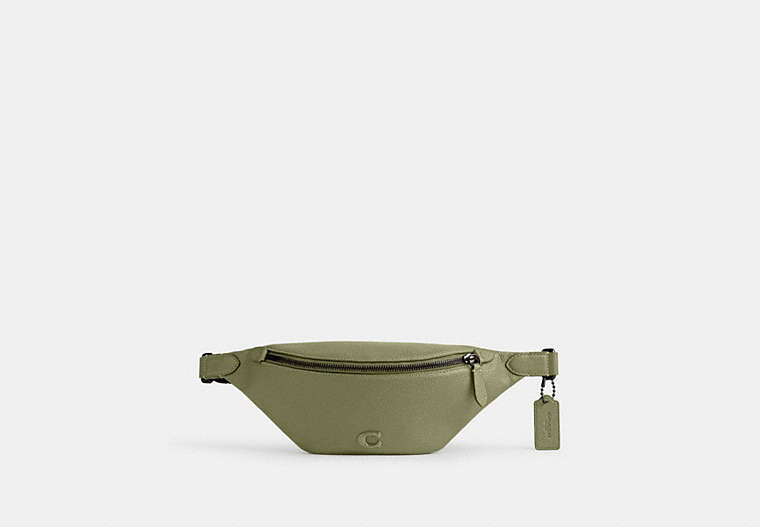 COACH®,CHARTER BELT BAG 7,Polished Pebble Leather,Medium,Moss,Front View