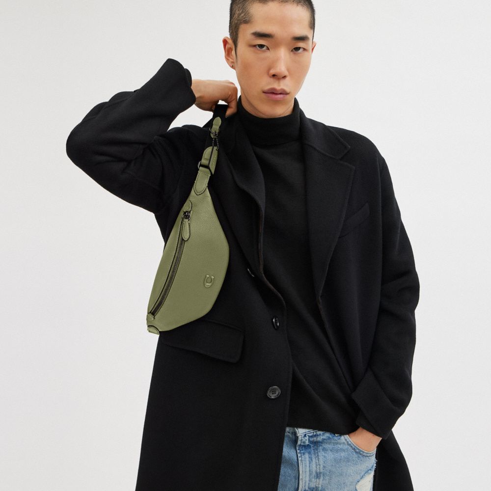 COACH®,Charter Belt Bag 7,Leather,Belt Bag,Logo,Casual,Olive,Detail View