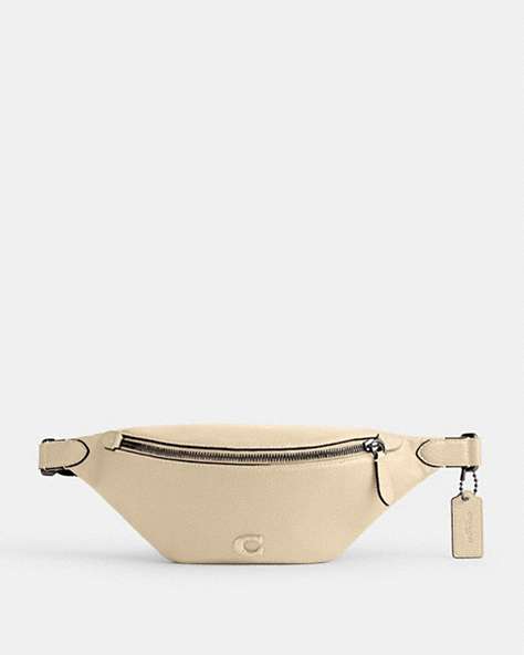 COACH®,CHARTER BELT BAG 7,Polished Pebble Leather,Medium,Ivory,Front View