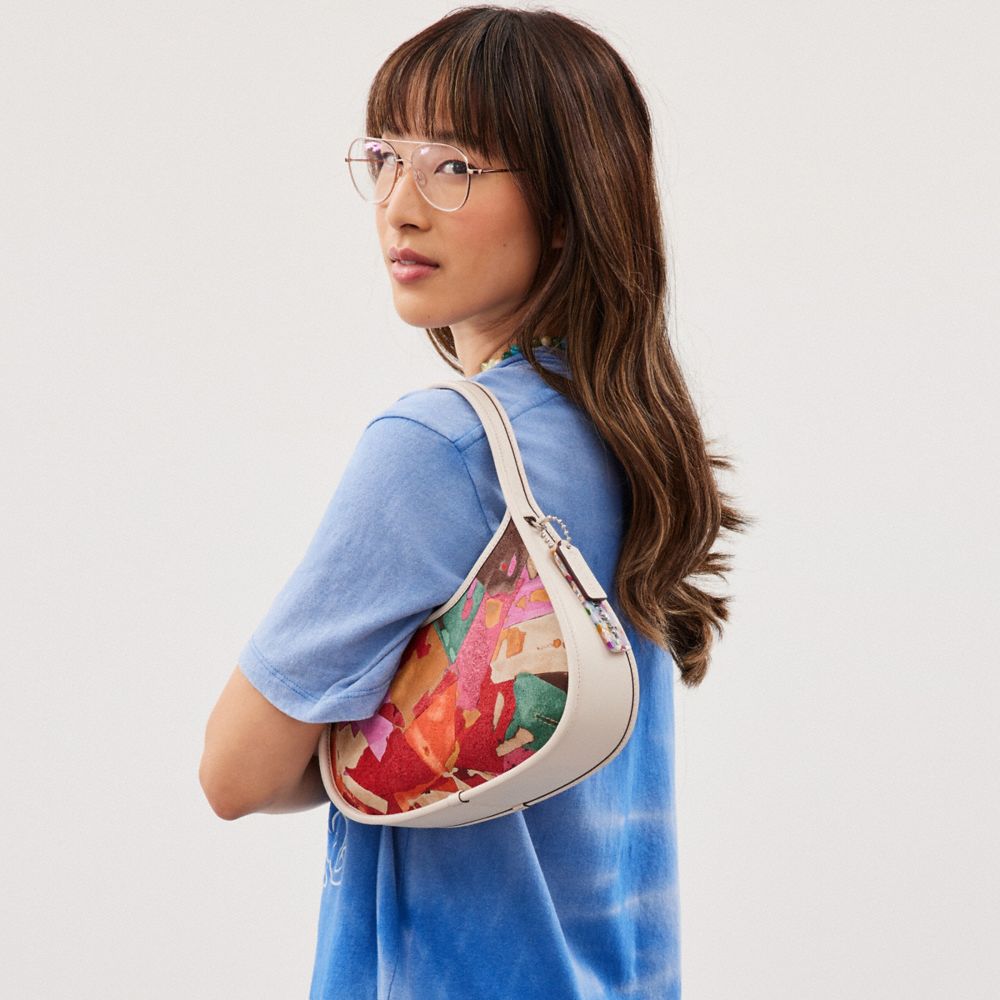 COACH®,Ergo Bag In Upcrushed Upcrafted Leather,Leather,Lining Leather,Acrylic,Shoulder Bag,Plastic,Piping,Embossed,Logo,Ca...,Multi Color,Detail View