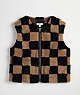 COACH®,Checkerboard Vest in Upcrafted Shearling,Checkerboard,Multi,Front View