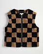 COACH®,Checkerboard Vest in Upcrafted Shearling,Checkerboard,Multi,Front View
