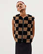 COACH®,Checkerboard Vest in Upcrafted Shearling,Checkerboard,Multi,Scale View