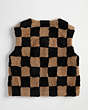 COACH®,Checkerboard Vest in Upcrafted Shearling,Checkerboard,Multi,Back View