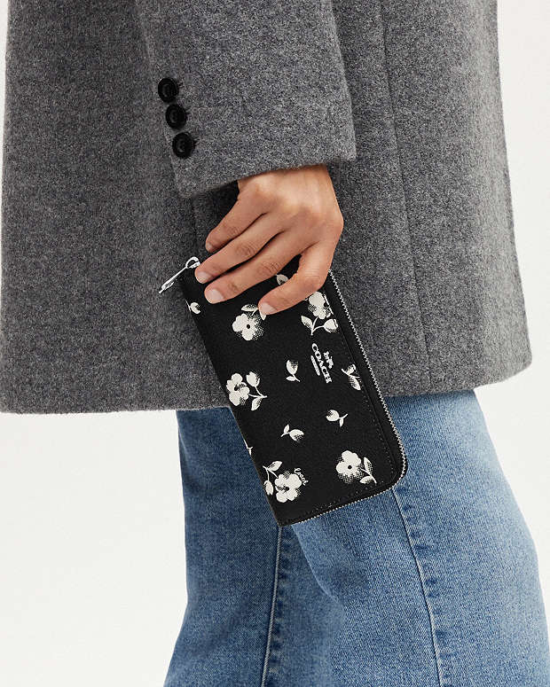 Long Zip Around Wallet With Floral Print