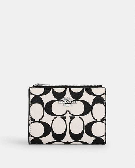COACH®,BIFOLD WALLET IN SIGNATURE CANVAS,canvas,Silver/Chalk Multi,Front View