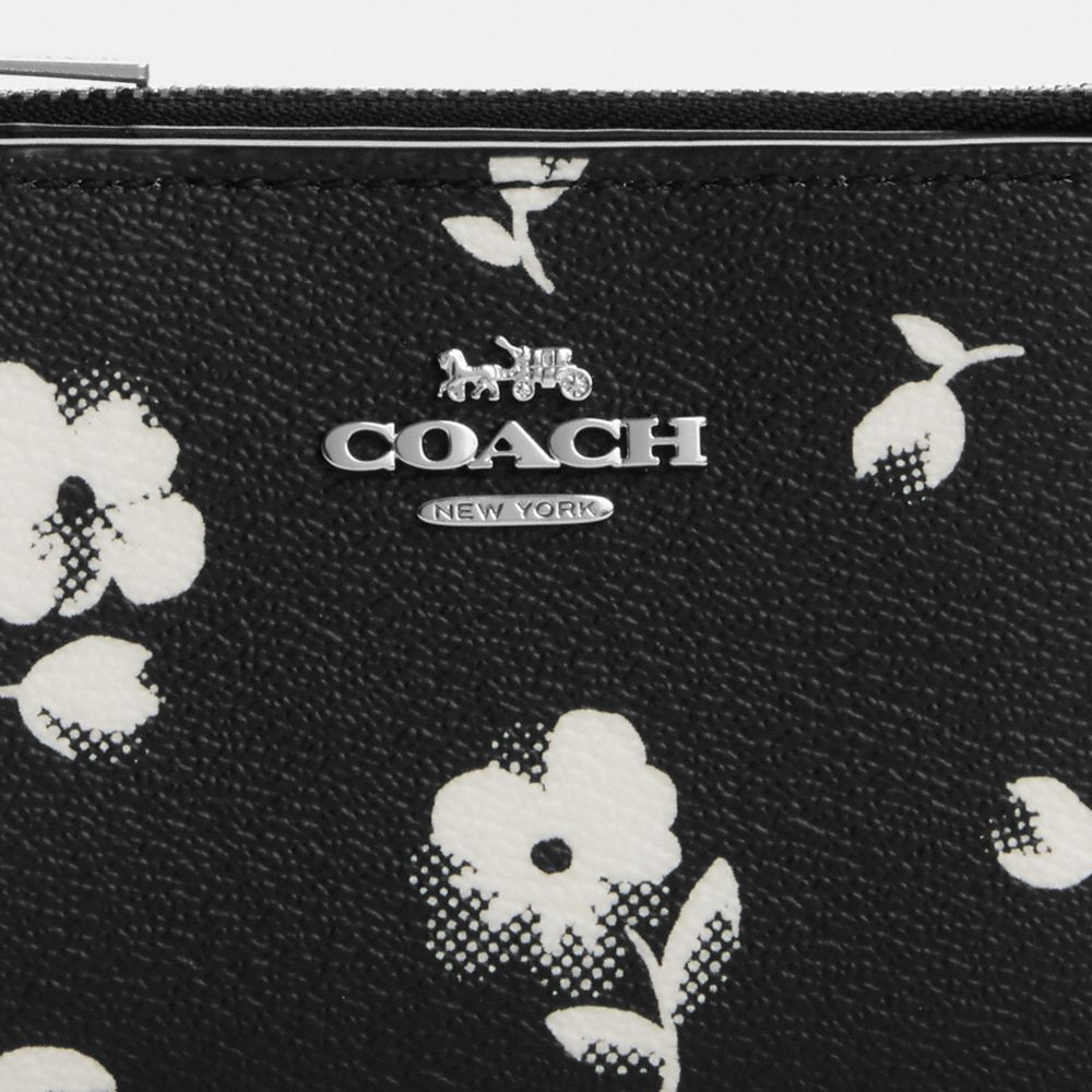 COACH®,BIFOLD WALLET WITH FLORAL PRINT,Novelty Print,Silver/Black Multi