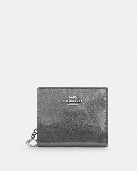 COACH®,SNAP WALLET,Leather,Silver/Gunmetal,Front View