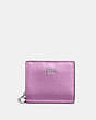 COACH®,SNAP WALLET,Leather,Mini,Silver/Metallic Lilac,Front View