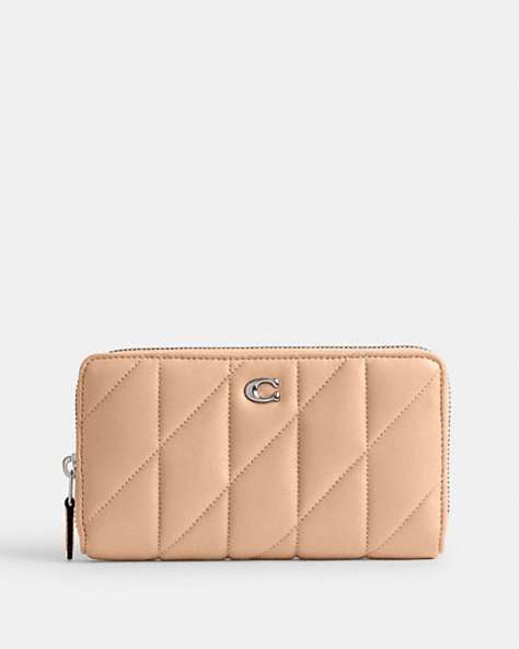 COACH®,ACCORDION ZIP WALLET WITH PILLOW QUILTING,Nappa leather,Mini,Silver/Buff,Front View