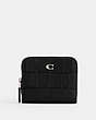 COACH®,BILLFOLD WALLET,croc embossed leather,Mini,Silver/Black,Front View