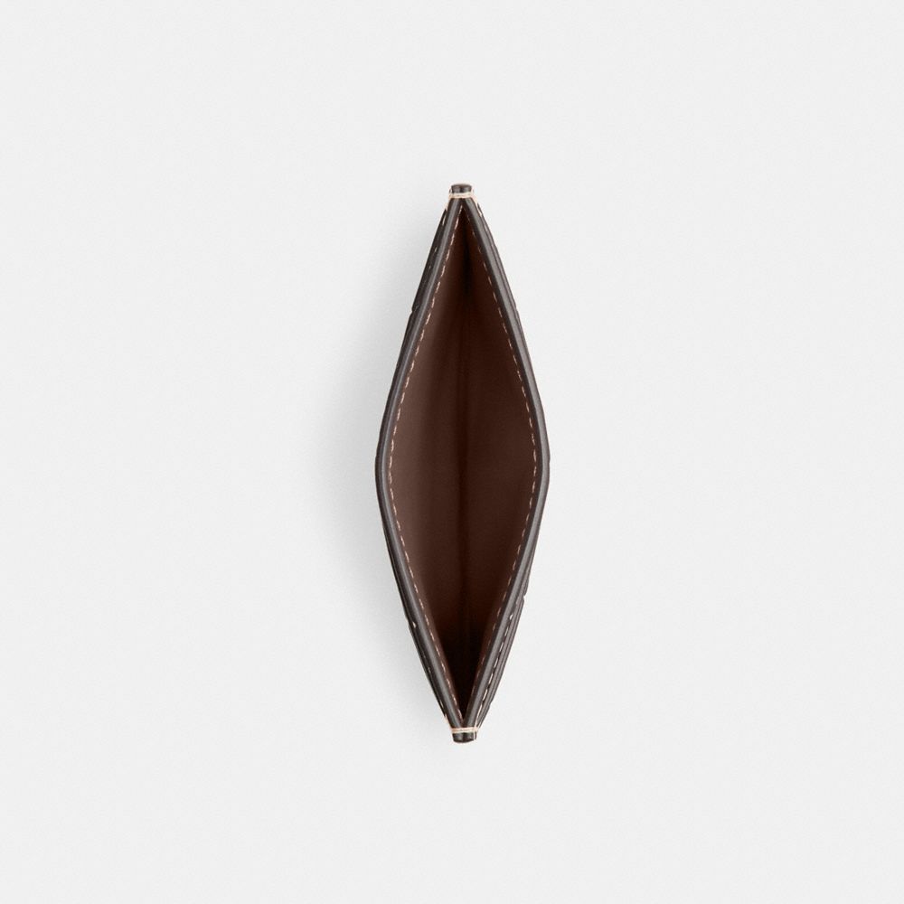 COACH®,Essential Card Case,Leather,Card Case,Metal,Logo,Casual,Brown,Inside View,Top View