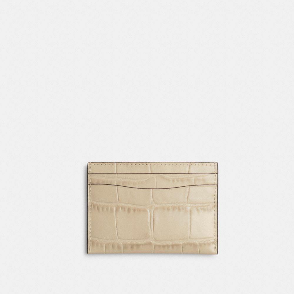 COACH®,Essential Card Case,Leather,Card Case,Metal,Logo,Casual,Beige,Back View