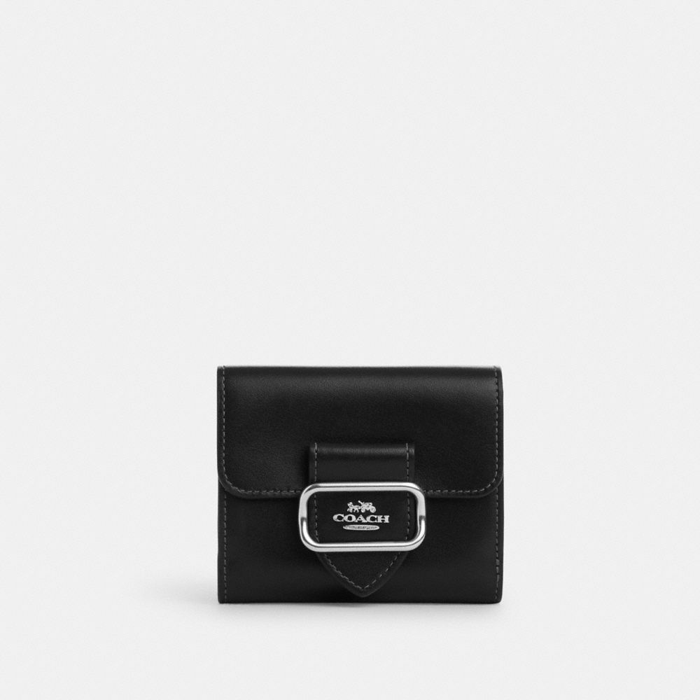 COACH®,SMALL MORGAN WALLET,Smooth Leather,Silver/Black,Front View
