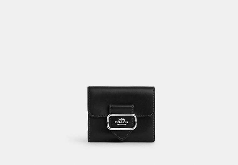 COACH®,SMALL MORGAN WALLET,Leather,Mini,Silver/Black,Front View