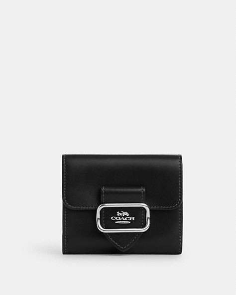 COACH®,SMALL MORGAN WALLET,Leather,Silver/Black,Front View