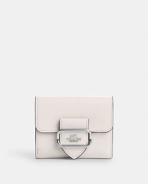 COACH®,SMALL MORGAN WALLET,Leather,Silver/Chalk,Front View