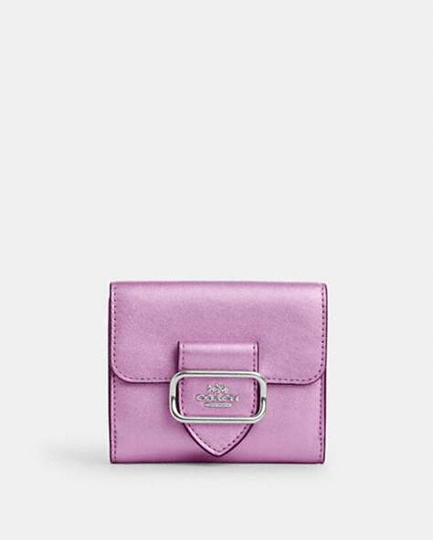 COACH®,SMALL MORGAN WALLET,Leather,Silver/Metallic Lilac,Front View