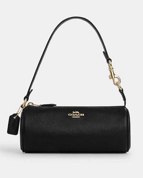 COACH®,NOLITA BARREL BAG,Pebbled Leather,Gold/Black,Front View