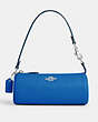 COACH®,NOLITA BARREL BAG,Pebbled Leather,Mini,Silver/Bright Blue,Front View
