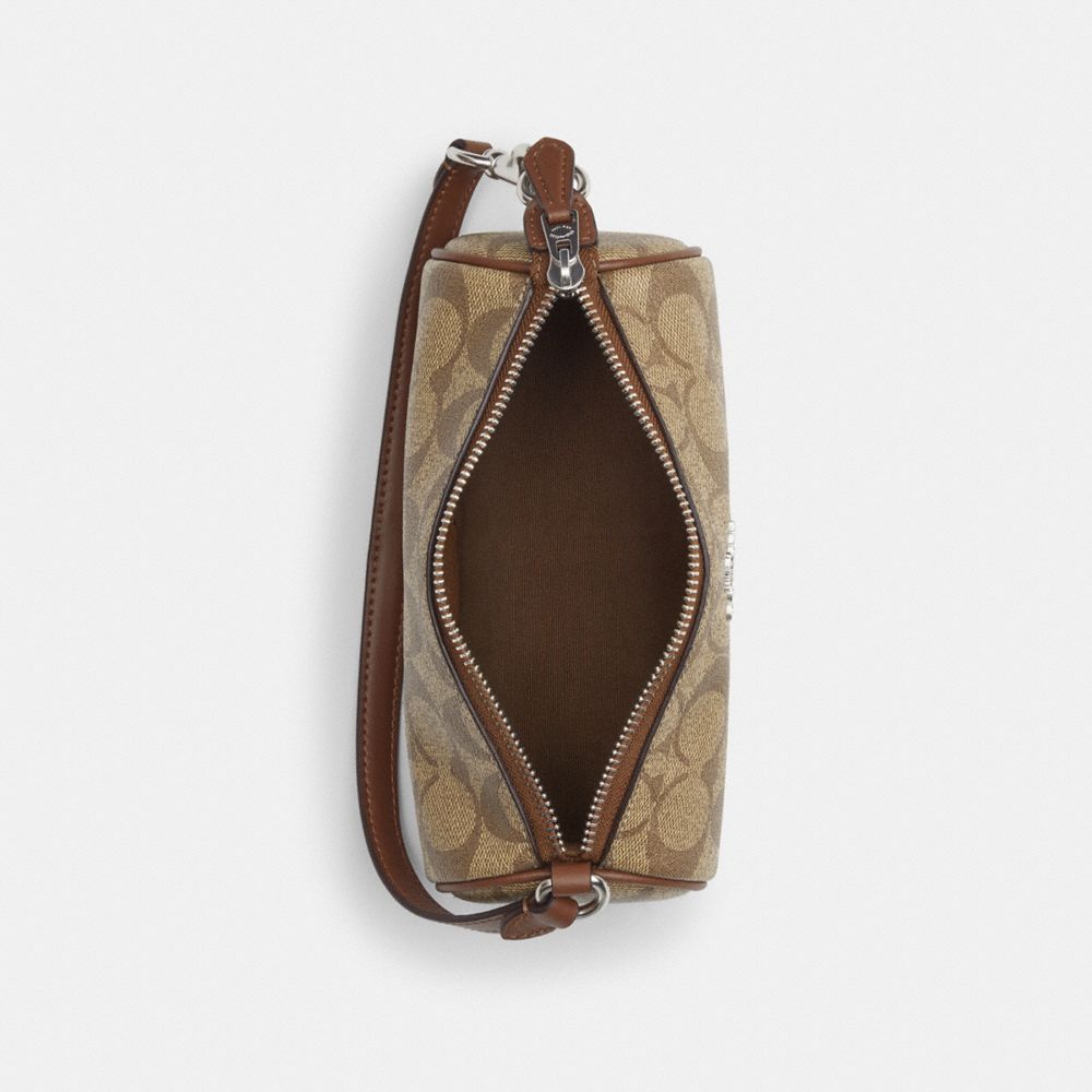 COACH®,SAC CYLINDRIQUE NOLITA EN TOILE SIGNATURE,Tissu en toile exclusif,Argent/Kaki/Selle,Inside View,Top View