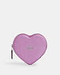 COACH®,HEART COIN CASE,Leather,Mini,Silver/Metallic Lilac,Front View