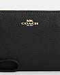 COACH®,CORNER ZIP WRISTLET,Pebbled Leather,Mini,Gold/Black