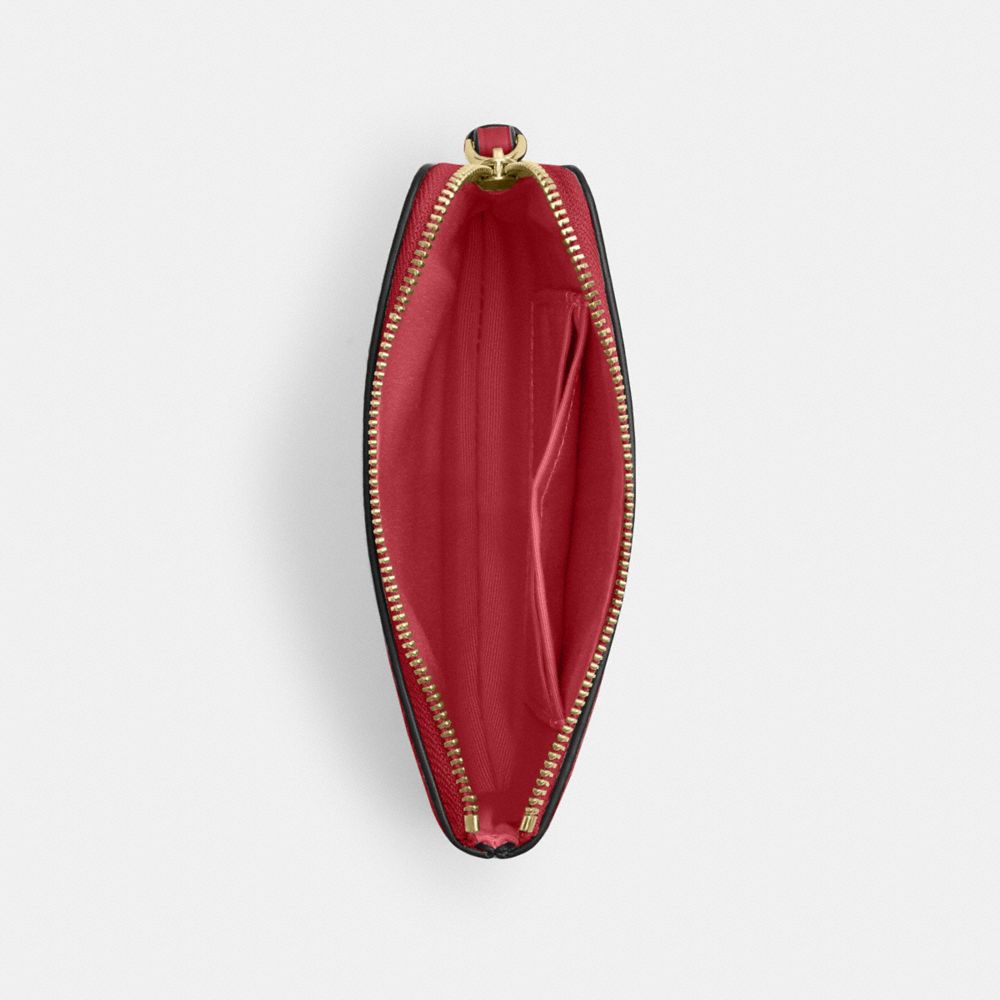 COACH®,Corner Zip Wristlet,Wristlet,Pouch,Silver Metal,Casual,Maroon,Inside View,Top View