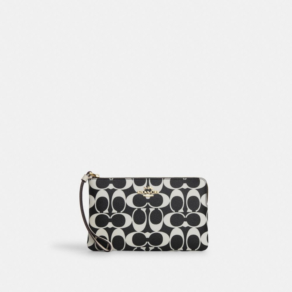 Coach black double online zip wristlet