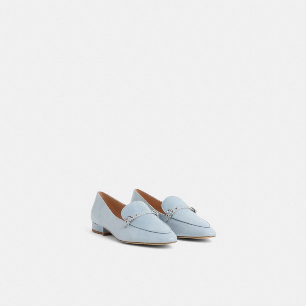 COACH®,Restored Isabel Loafer,Rubber,Leather,Loafer,Foam,Logo,Cushioned,Breathable,Casual,Blue,Angle View