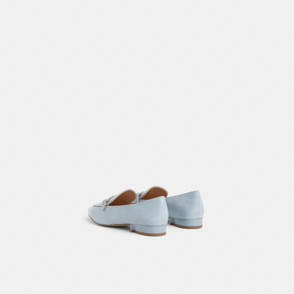 COACH®,Restored Isabel Loafer,Rubber,Leather,Loafer,Foam,Logo,Cushioned,Breathable,Casual,Blue,Back View